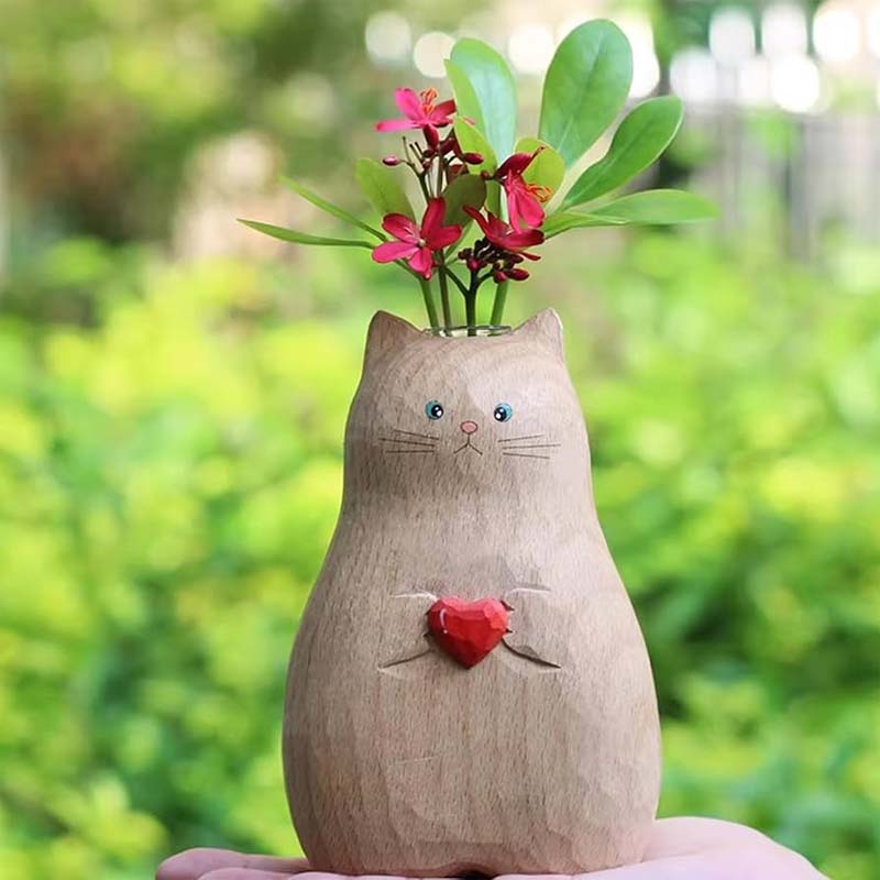 Chonky Cat-vase med hjerte