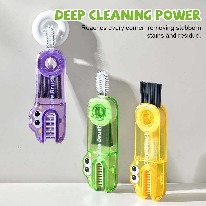 🐊 Krokodille multifunktionel rengøringsbørste - 3 børstehoveder til alle koppetyper