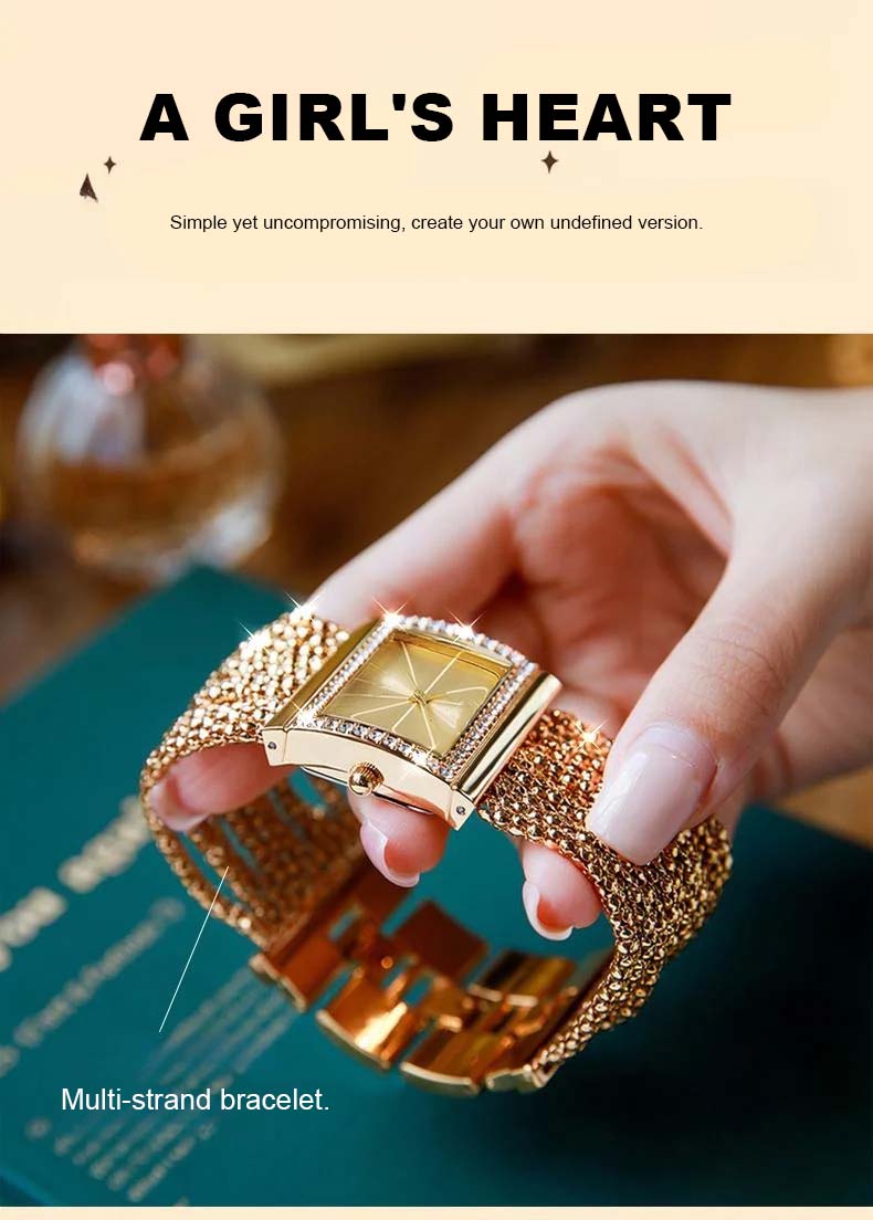 Diamantbesat kvindeur med kvartsværk