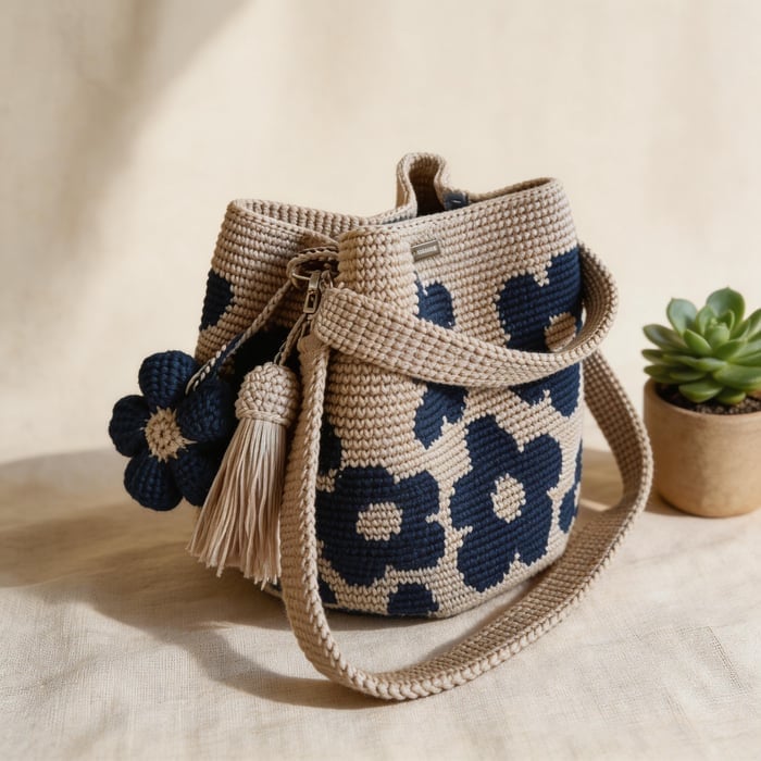 Håndlavet hæklet blomster-tote 🌼✨