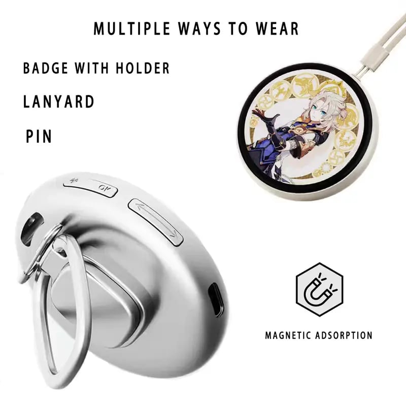 📱 Pixel Touch Digital Badge Screen – 📸 500 mAh letvægtsfoto/video/GIF-pin