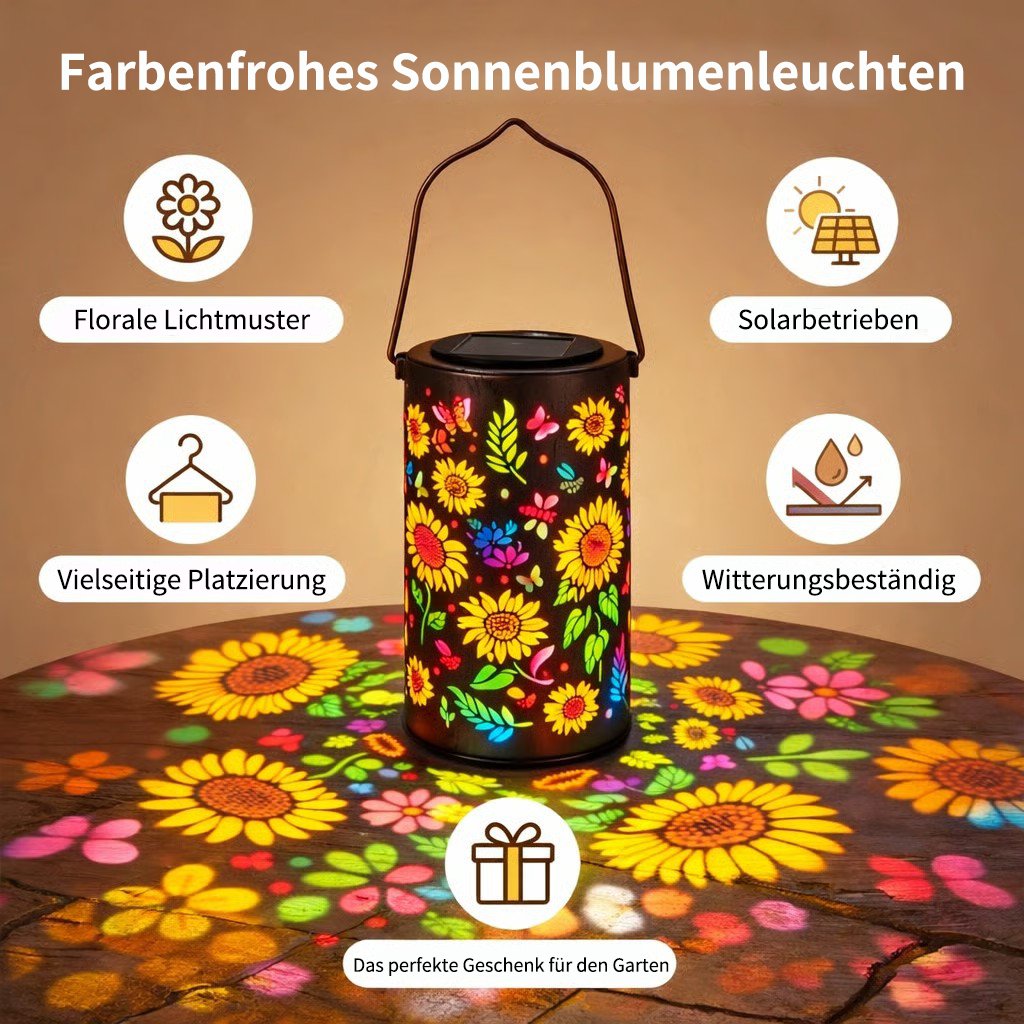 🌞Farverig solcelledrevet havelygte med solsikkelyseffekt