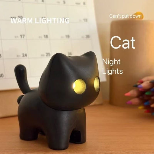 🌙 Nøglering med sort kattenatlamp