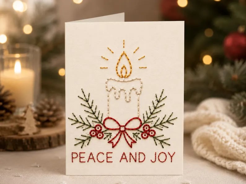 🌲DIY-sæt til håndbroderet julekort | Broder dig ind i julestemningen ✨ 🎁