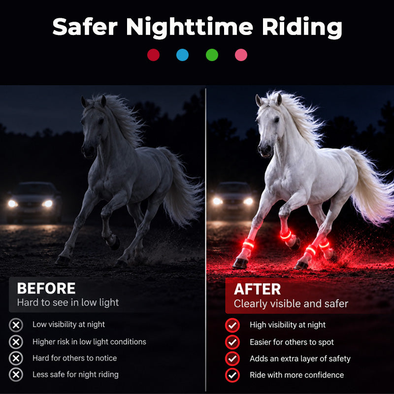 LED-benbånd til heste | Lysende bånd med høj synlighed til ridning om natten