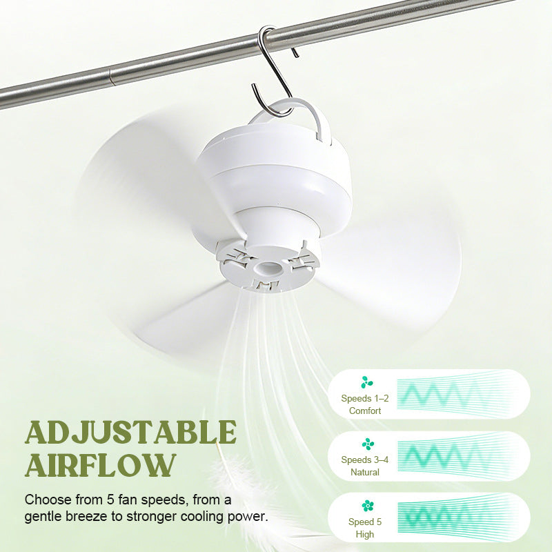 Genopladelig ventilator med lys