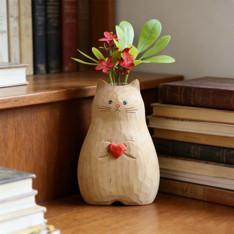 Chonky Cat-vase med hjerte