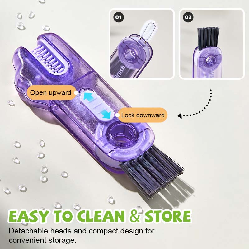 🐊 Krokodille multifunktionel rengøringsbørste - 3 børstehoveder til alle koppetyper