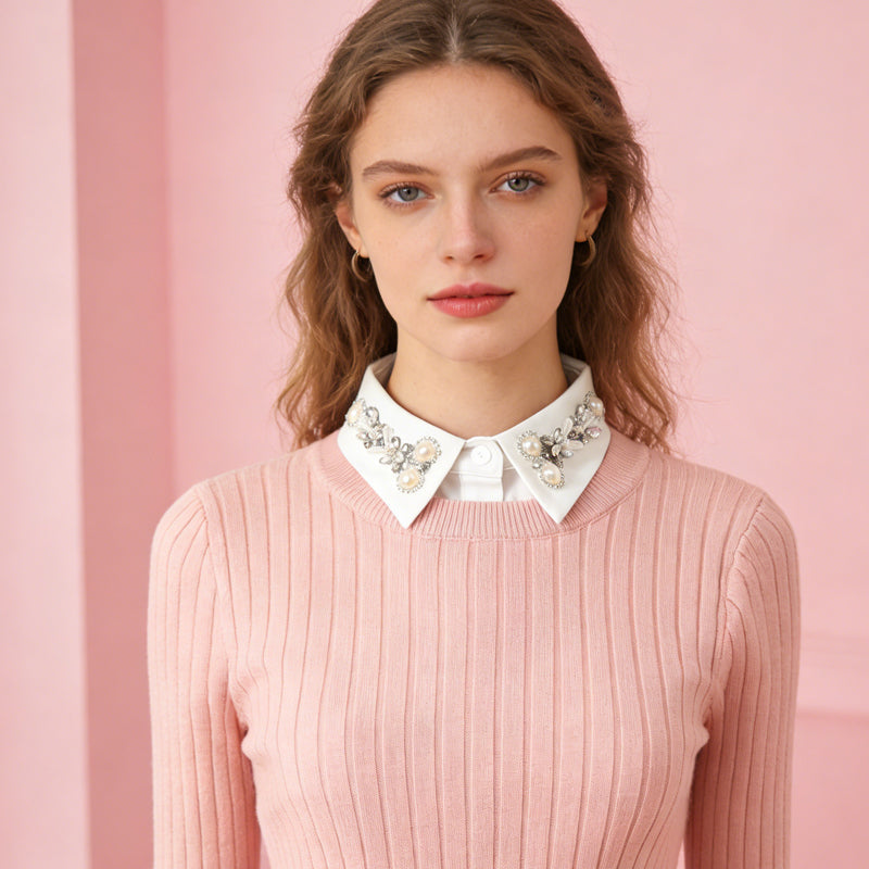 Diamant og perle falsk krave