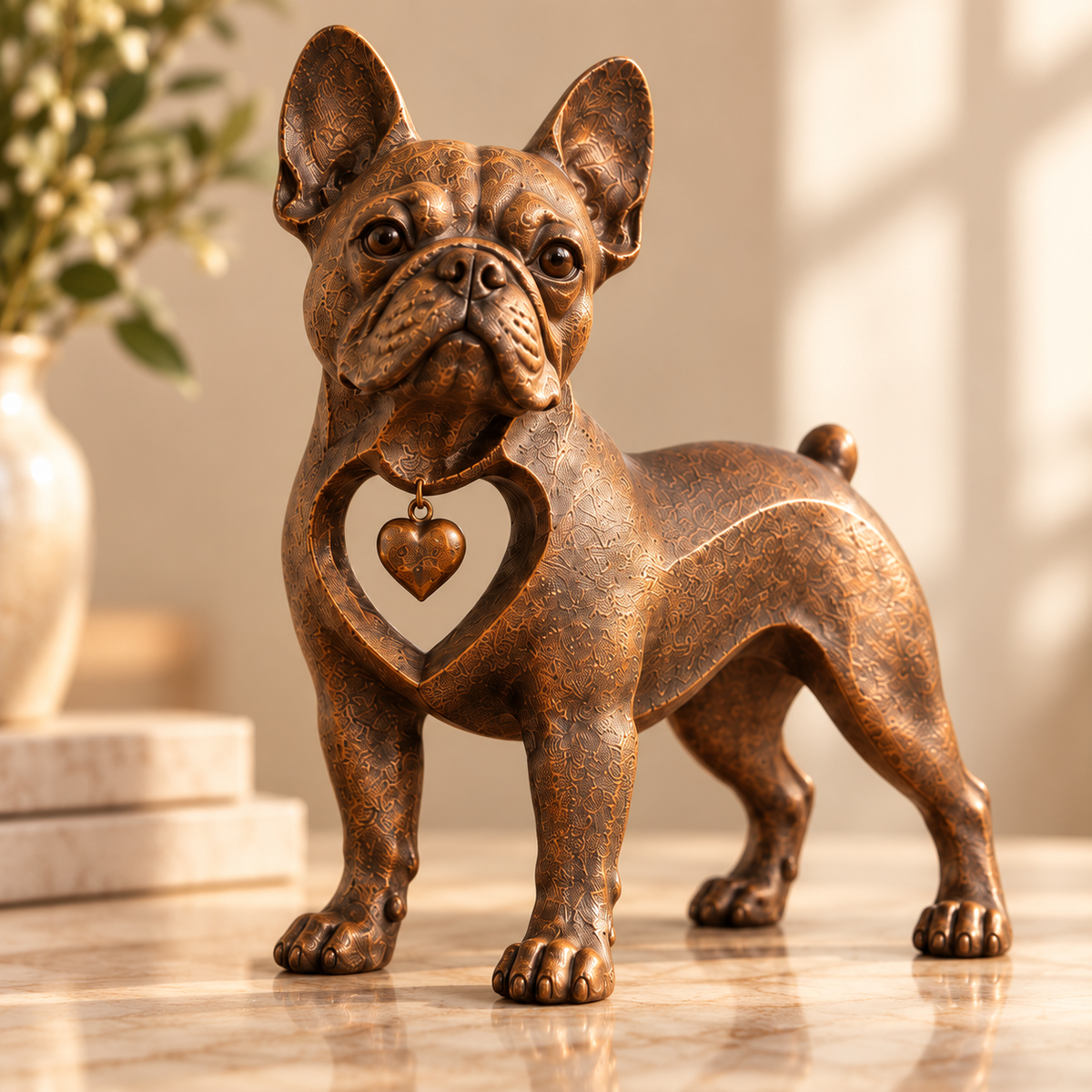 ⭐Skulptur af en fransk bulldog i klassisk retrostil — kærlighed ved første blik!