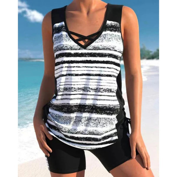 ⏰ SIDSTE DAG 50% RABAT - Miraclesuit maveformende tankini-sæt til kvinder med indbygget bh – Smukt boho-badetøj med shorts 🔥