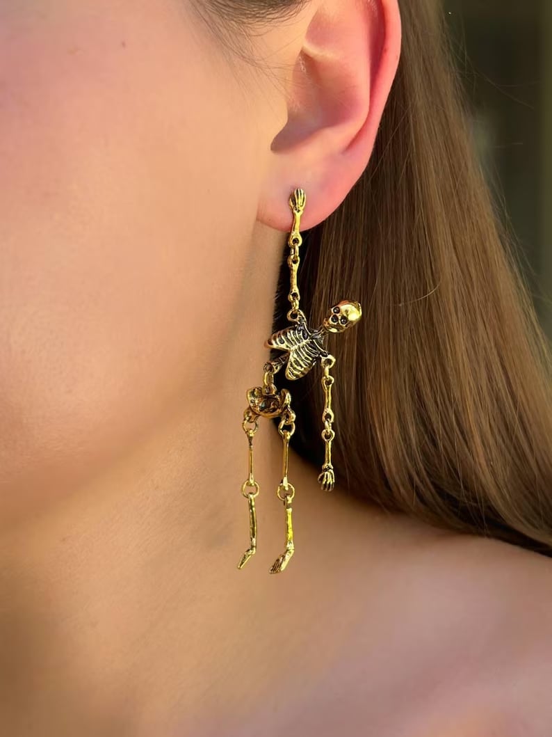 Guldskelet-øreringe/Gold Skeleton Earrings