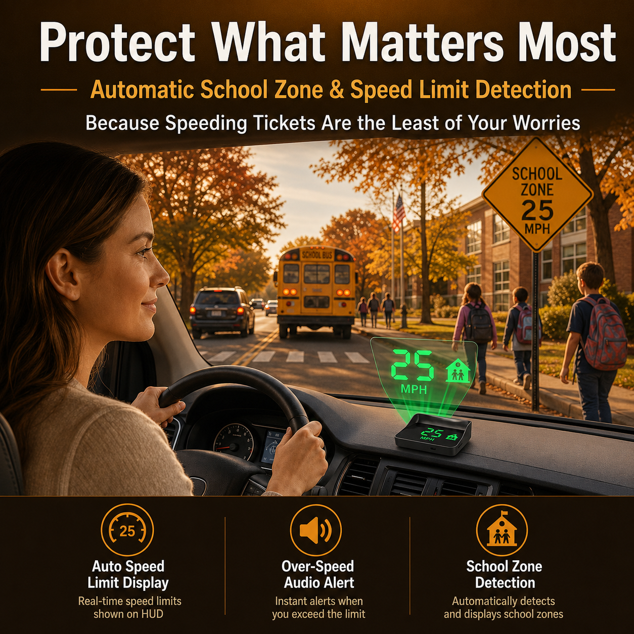 Head-Up Display (HUD) – GPS til bilen med digitalt speedometer