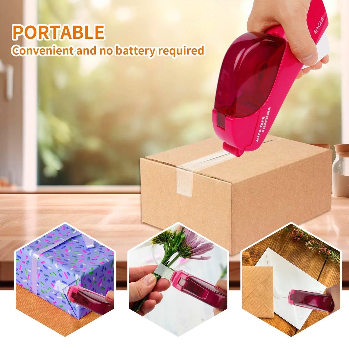 ✂️📦 Automatisk tape-dispenser – Pak det ind med én hånd!