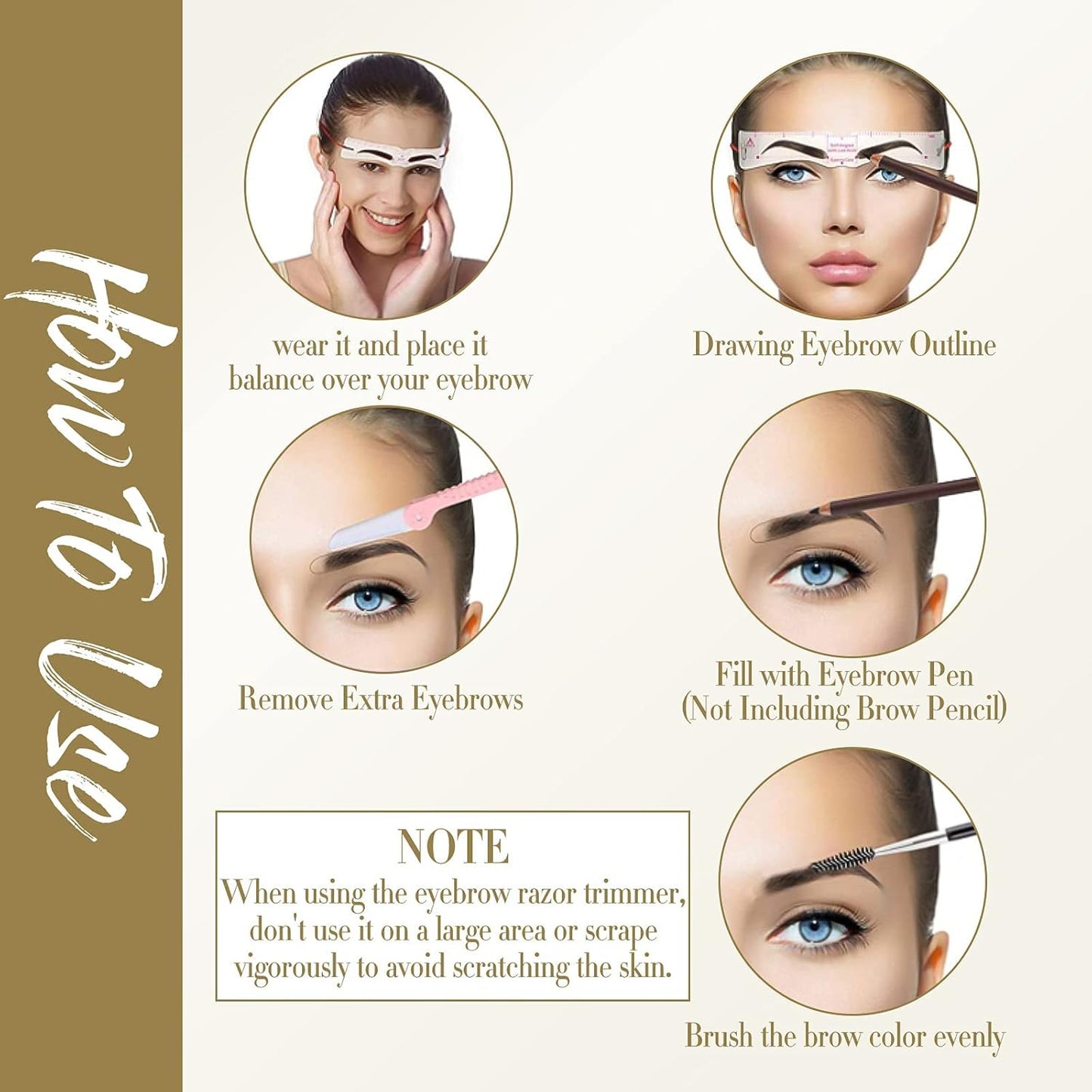 🔥2025 Hot sales✨Sæt med genanvendelige øjenbrynsstencils (12 stk.)