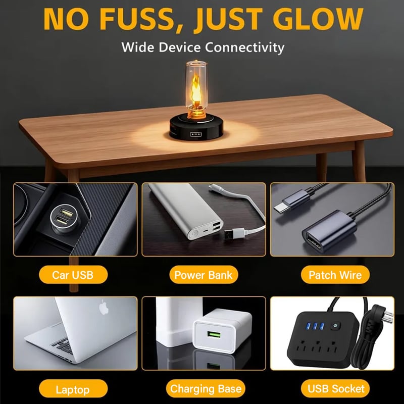 🔥USB-lampe med realistisk flamm