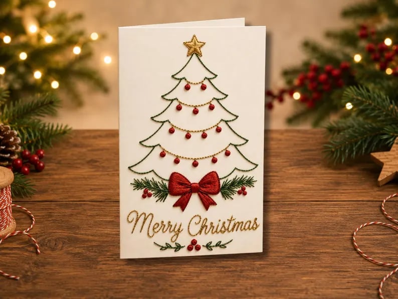 🌲DIY-sæt til håndbroderet julekort | Broder dig ind i julestemningen ✨ 🎁