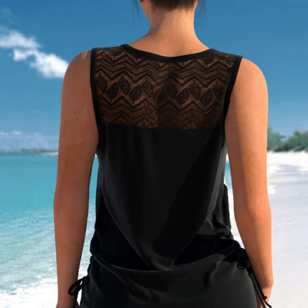 ⏰ SIDSTE DAG 50% RABAT - Miraclesuit maveformende tankini-sæt til kvinder med indbygget bh – Smukt boho-badetøj med shorts 🔥