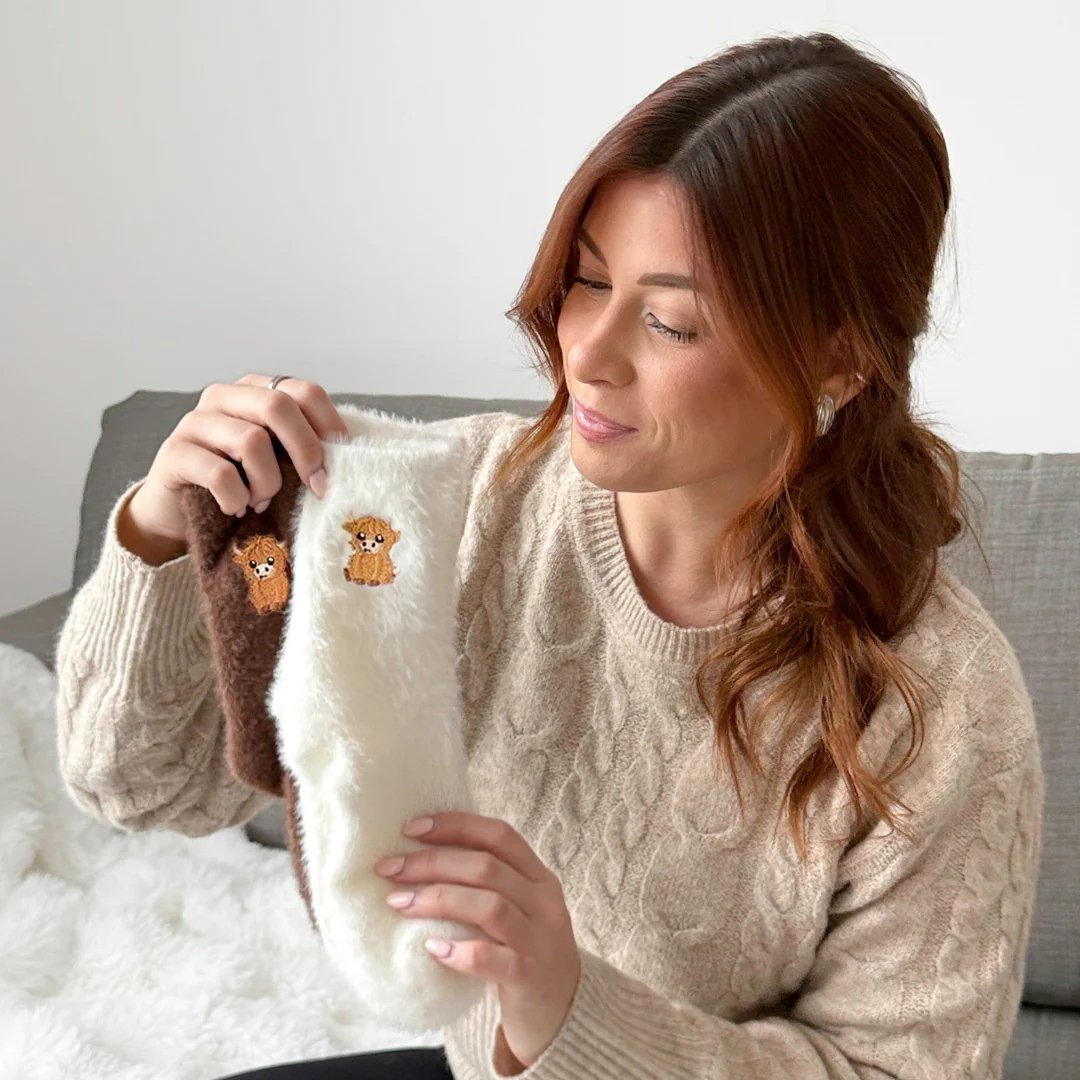 🧦Ultra-varm til kolde dage🐮Fuzzy højlandskosokker