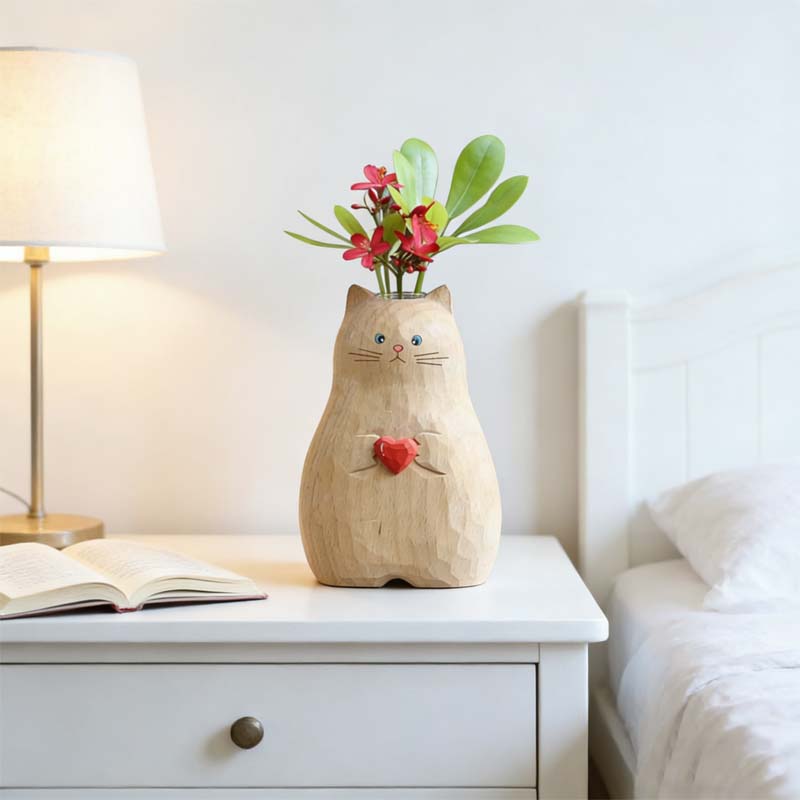 Chonky Cat-vase med hjerte