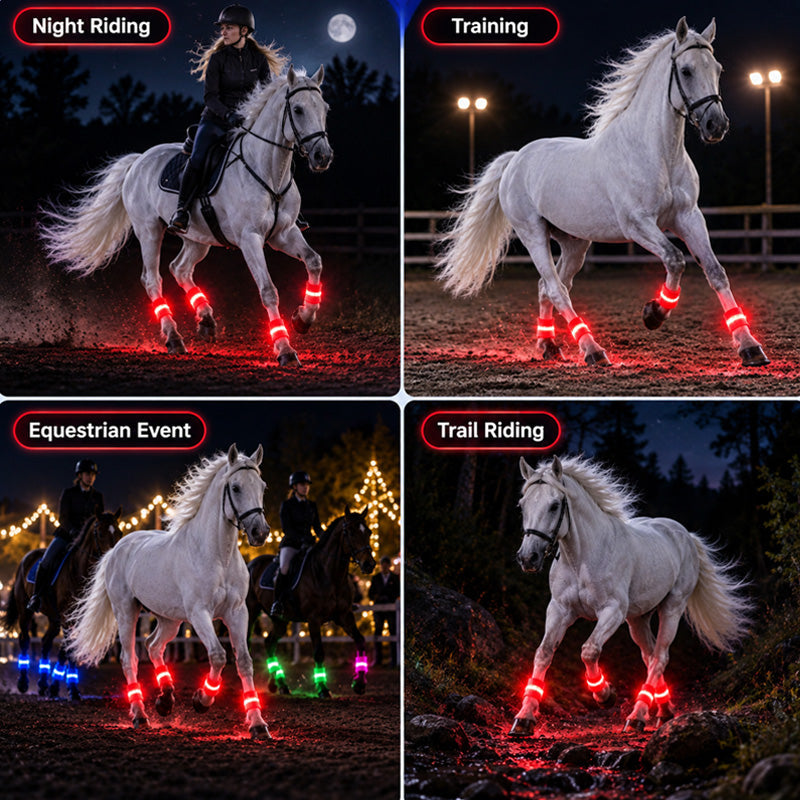 LED-benbånd til heste | Lysende bånd med høj synlighed til ridning om natten