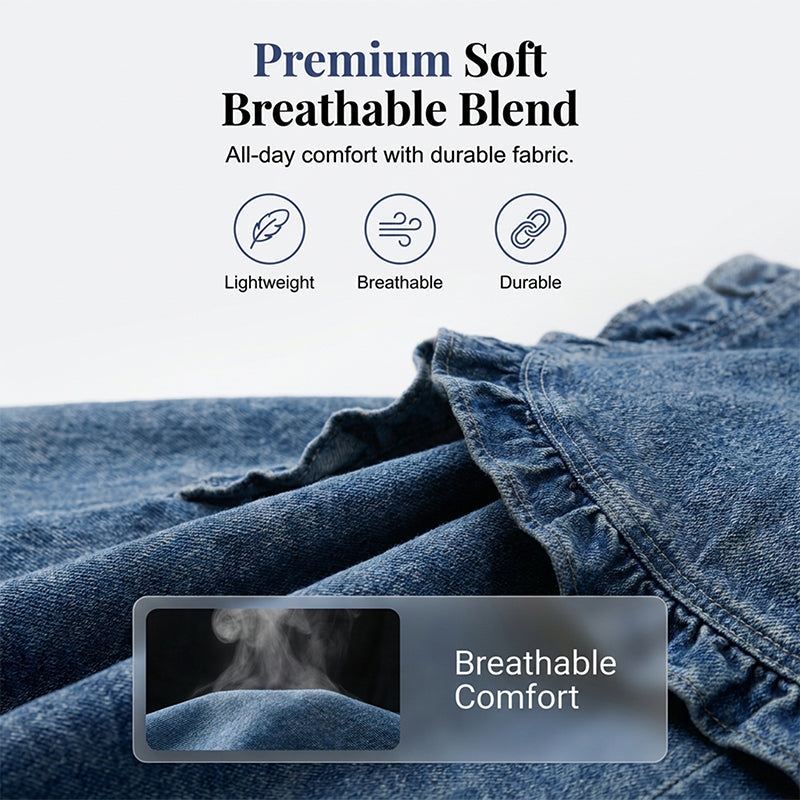 🧥 BEGRÆNSET TILBUD: 50 % RABAT! ✨ Denimjakke til kvinder – åben foran, flæsekant, let, klassisk vask ✨