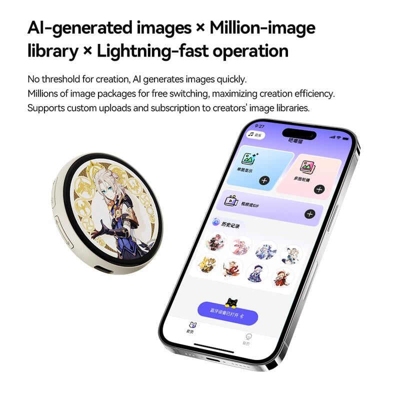 📱 Pixel Touch Digital Badge Screen – 📸 500 mAh letvægtsfoto/video/GIF-pin