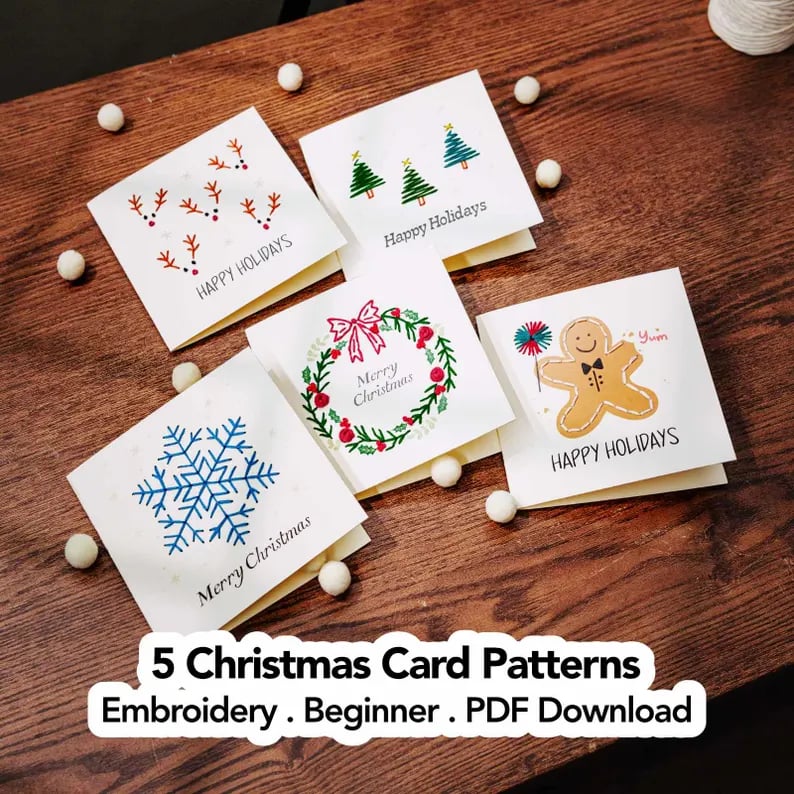 🌲DIY-sæt til håndbroderet julekort | Broder dig ind i julestemningen ✨ 🎁