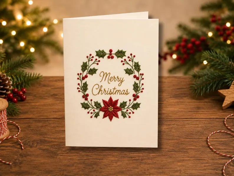 🌲DIY-sæt til håndbroderet julekort | Broder dig ind i julestemningen ✨ 🎁