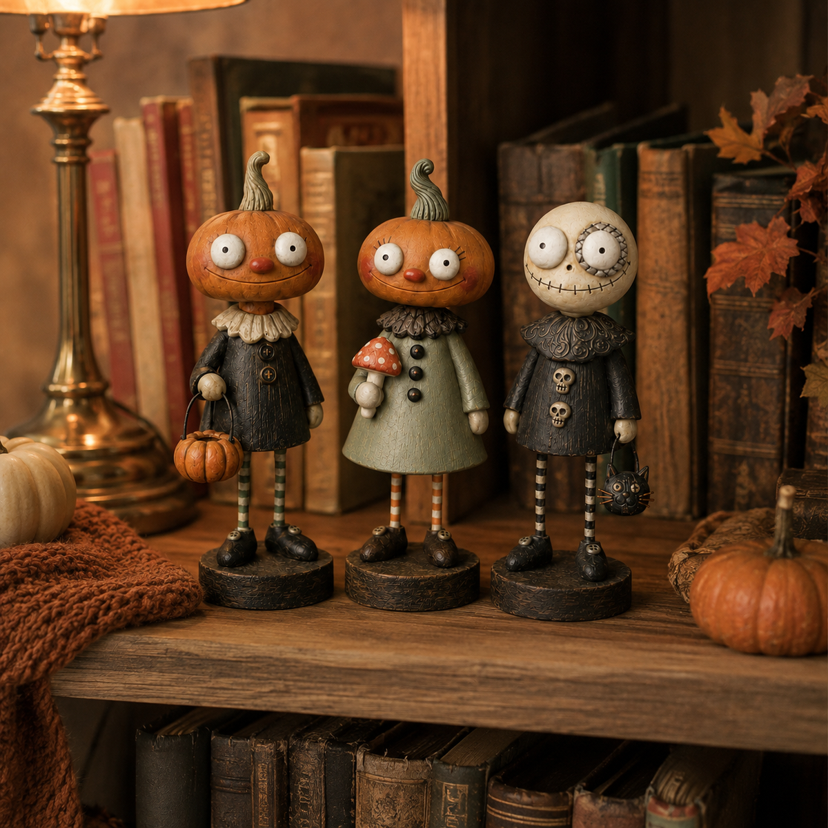 🎃Primitive Pumpkin Friends – Samling af vintage Halloween-figurer
