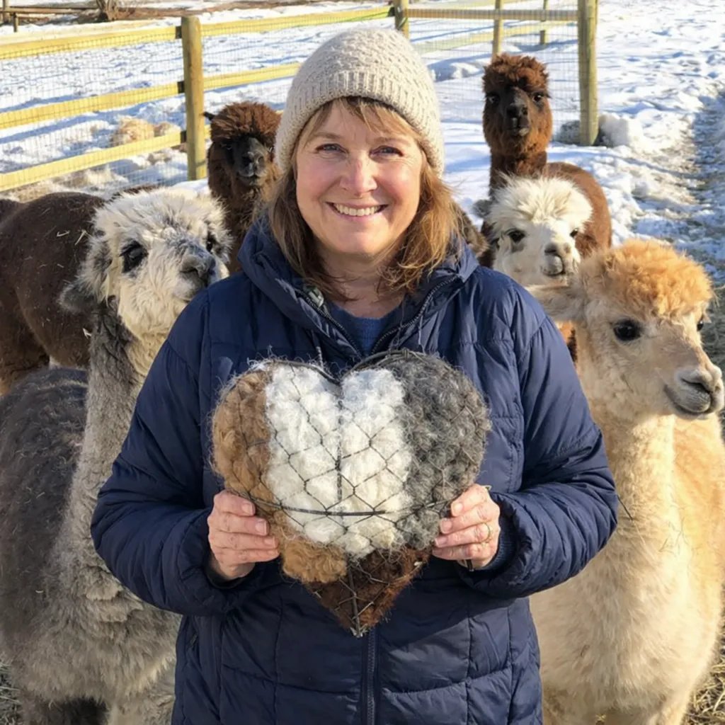 🕊️ Håndlavet fuglehus lavet af alpaca-fibre i form af et hjerte