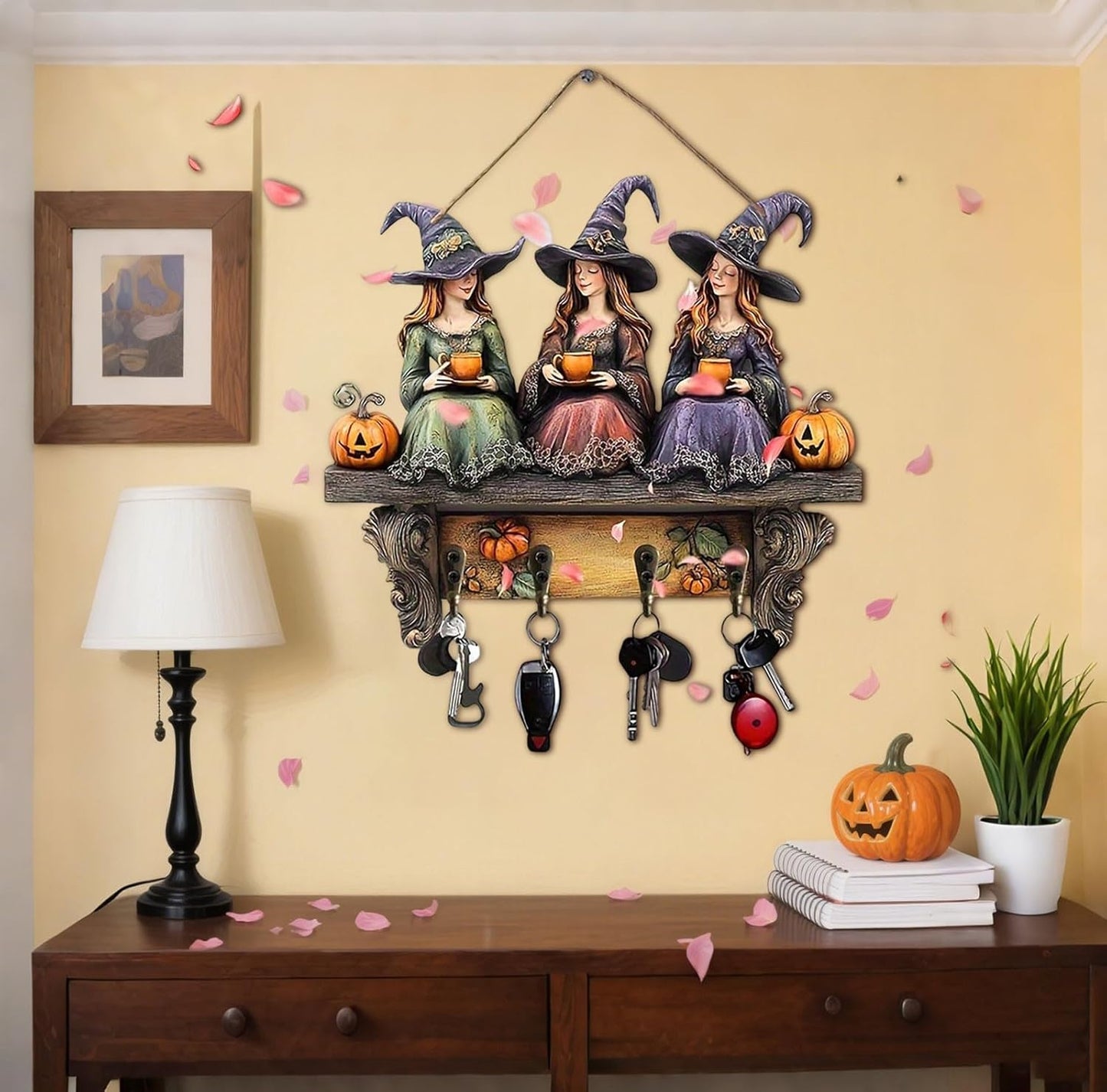 🎃2025 Halloween-heks nøglering træ vægdekoration