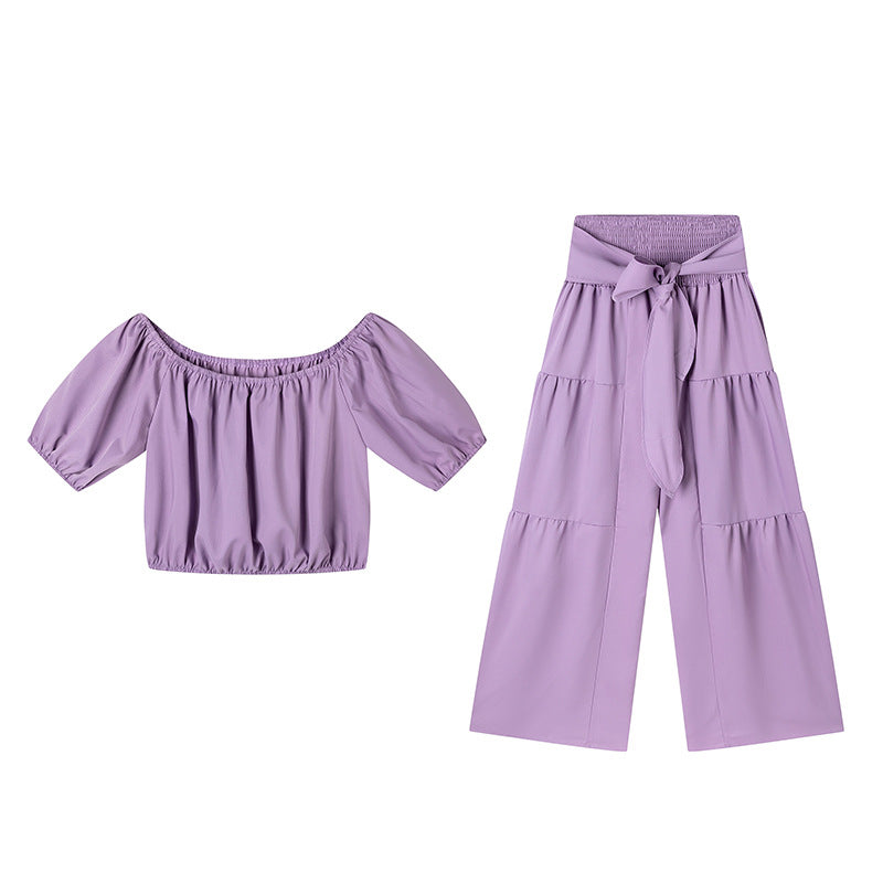 💎 50 % RABAT PÅ SÆTTET MED OFF-SHOULDER OG PUFFÆRMER! 💎 Bukser med høj talje, romantisk udskæring og strækbart stof ✨
