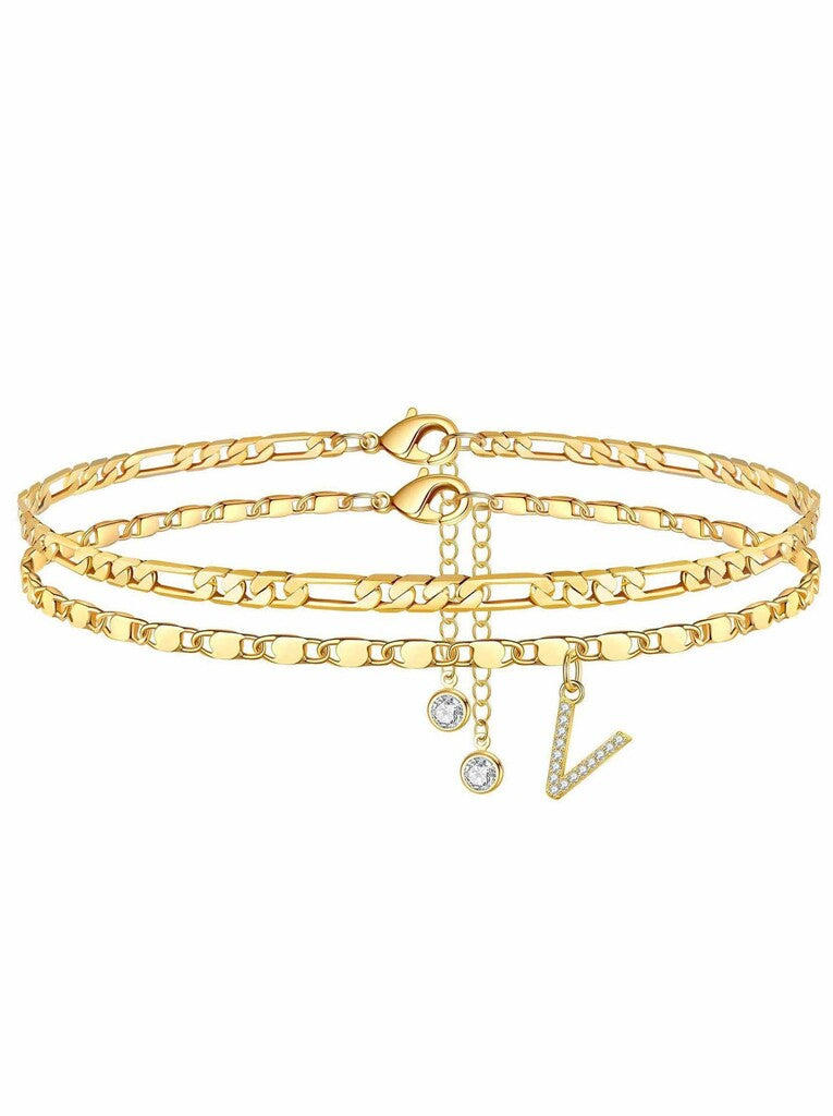 ✨ Lagdelt guldarmbånd til kvinder – med rhinestones, justerbart, strand-smykke 🏖️