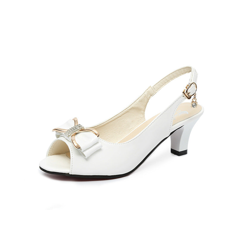 👡 FLASH-TILBUD: ✨ Elegante peep-toe-sandaler til kvinder med hælrem – mellemhøj hæl, sløjfedetalje og justerbar rem 💃