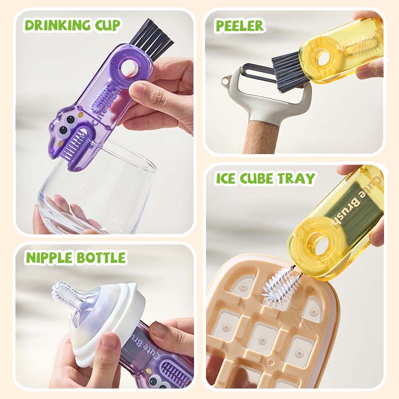 🐊 Krokodille multifunktionel rengøringsbørste - 3 børstehoveder til alle koppetyper