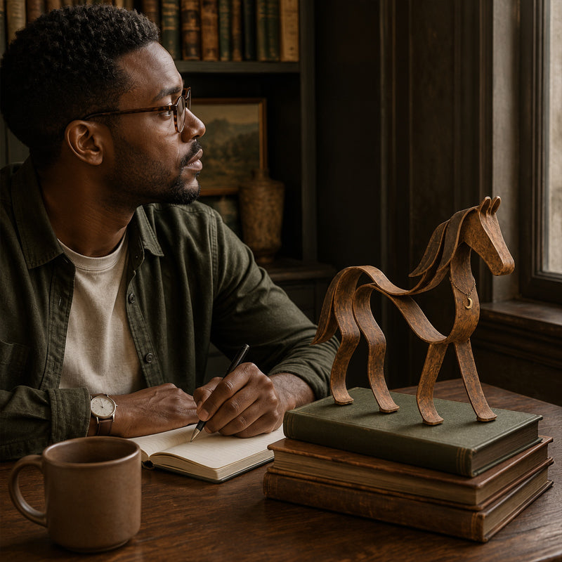 Vintage metalskulptur af en hest – rustik boligindretning med hestemotiv 🐎