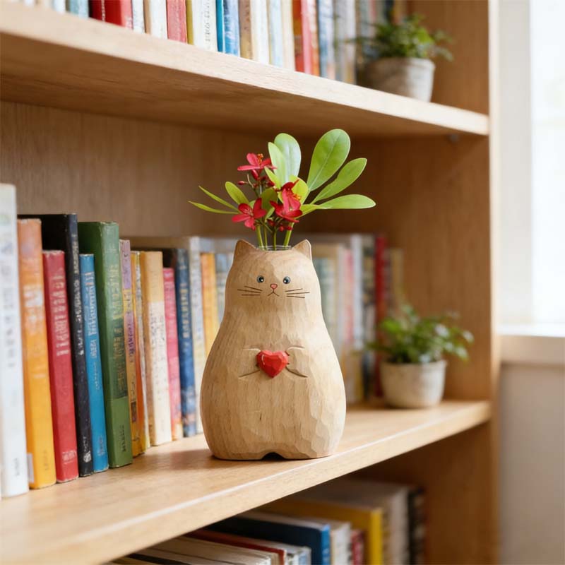 Chonky Cat-vase med hjerte