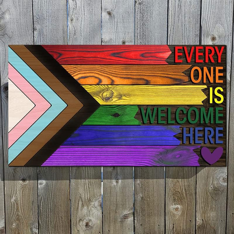 🌈❤️ Alle er velkomne her – træskilt
