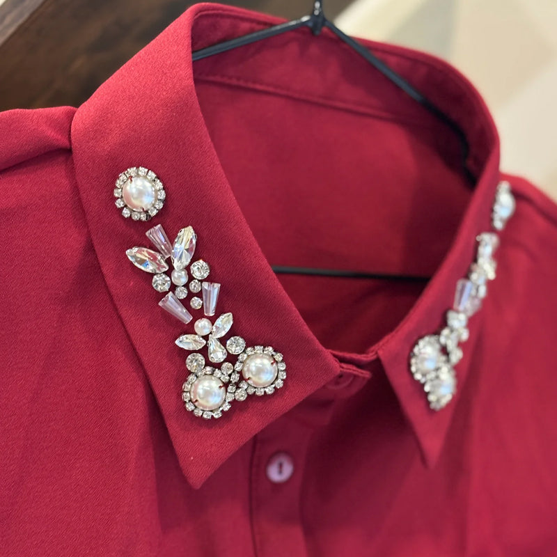 Diamant og perle falsk krave