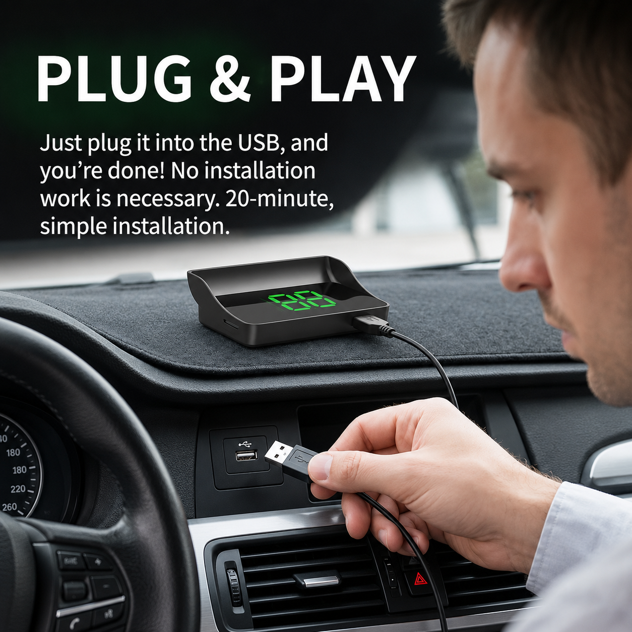 Head-Up Display (HUD) – GPS til bilen med digitalt speedometer