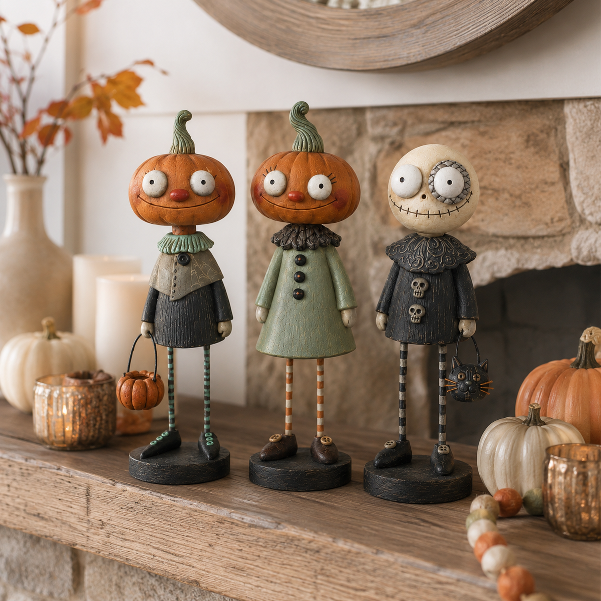 🎃Primitive Pumpkin Friends – Samling af vintage Halloween-figurer