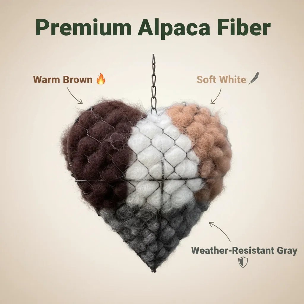🕊️ Håndlavet fuglehus lavet af alpaca-fibre i form af et hjerte