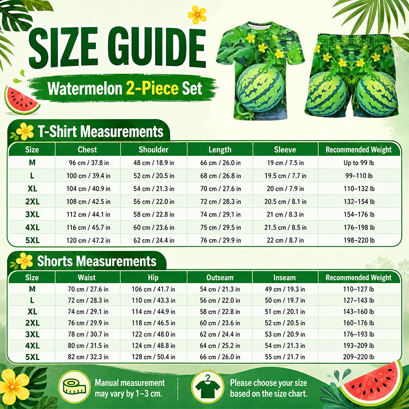 🍉 Sjovt T-shirt-sæt med vandmelon-print