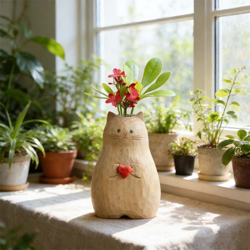 Chonky Cat-vase med hjerte