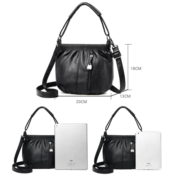 Skrynklig design, mjuk läderväska 👜✨
