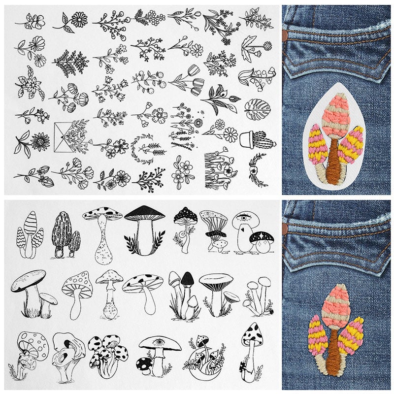 🌸Blomsterlinjer Designede blomsterbordurmønstre Broderimønstre – Broderi & Stitch for begyndere
