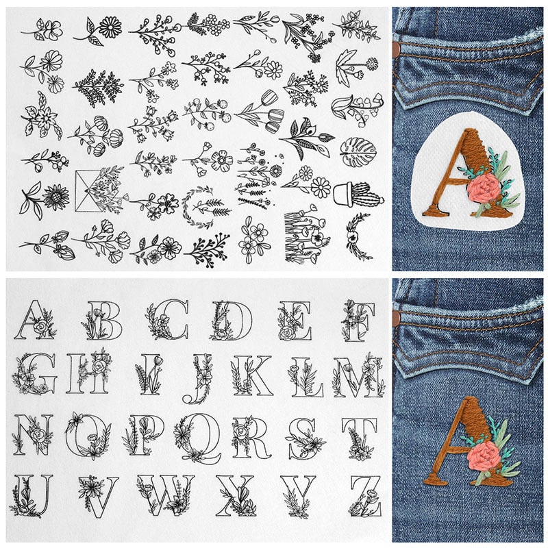 🌸Blomsterlinjer Designede blomsterbordurmønstre Broderimønstre – Broderi & Stitch for begyndere