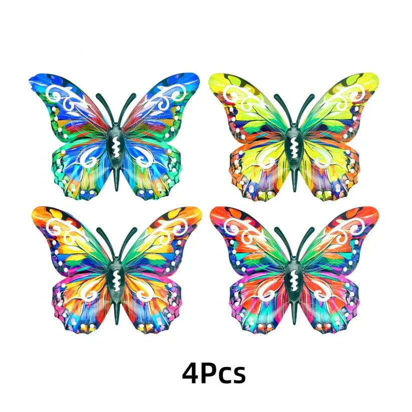 🦋Et komplet sæt! 4 stk. sommerfugle i metal til væggen🤩