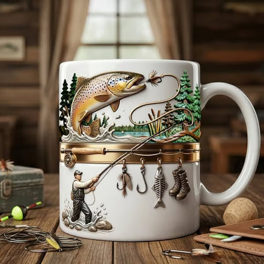 Keramisk kaffekop med fisketem